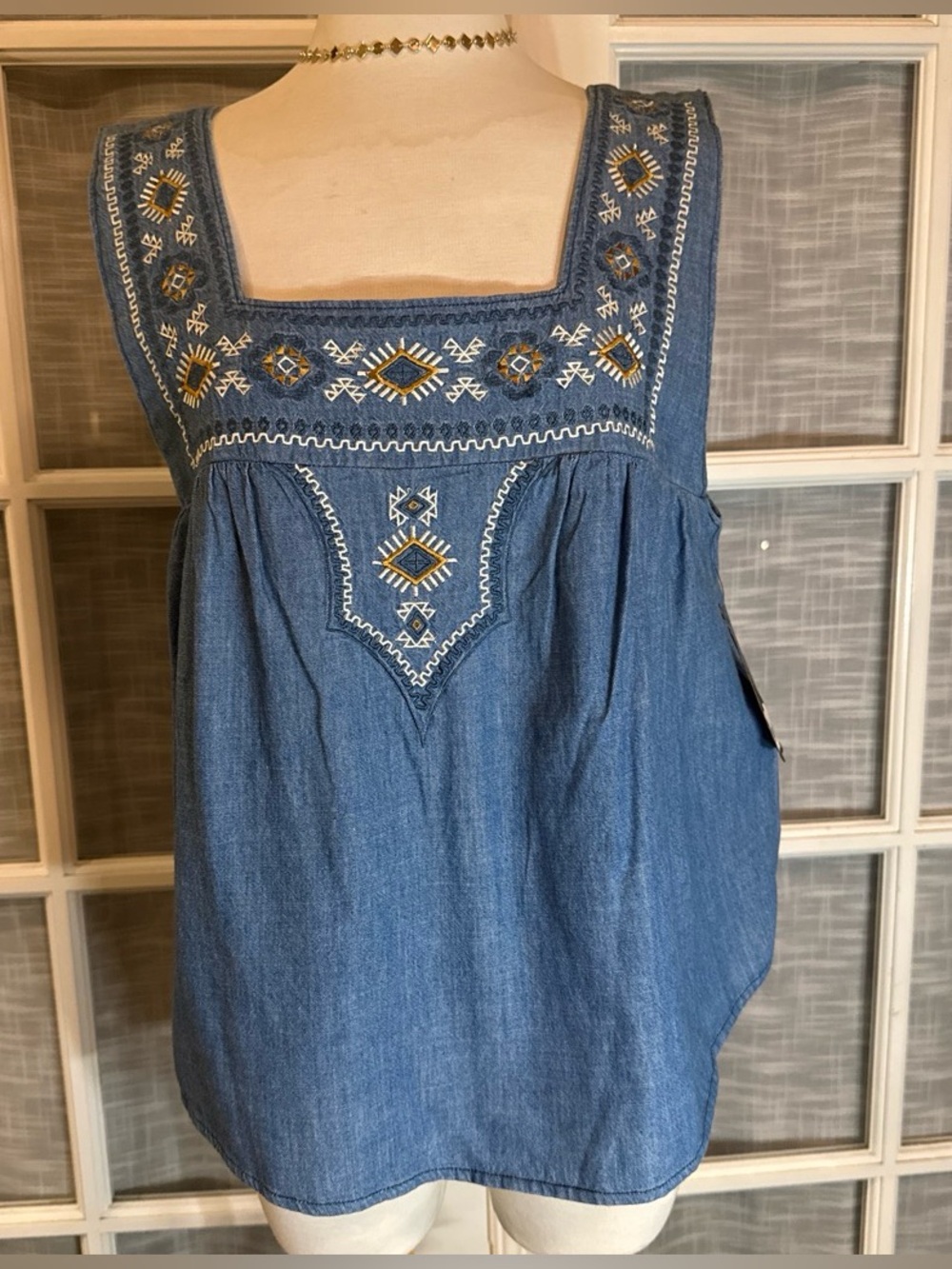Wrangler Retro Blue Embroidered Denim Top
